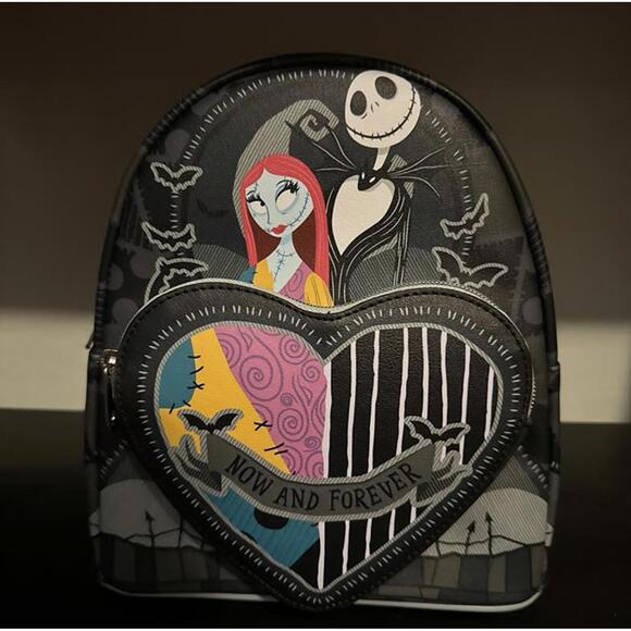 Loungefly Handbags - Loungefly Disney NBC Jack & Sally Split Heart Mini Backpack NWT